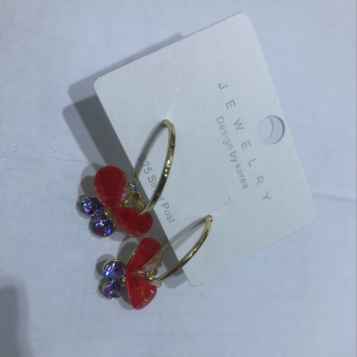 红紫小蝴蝶耳坠