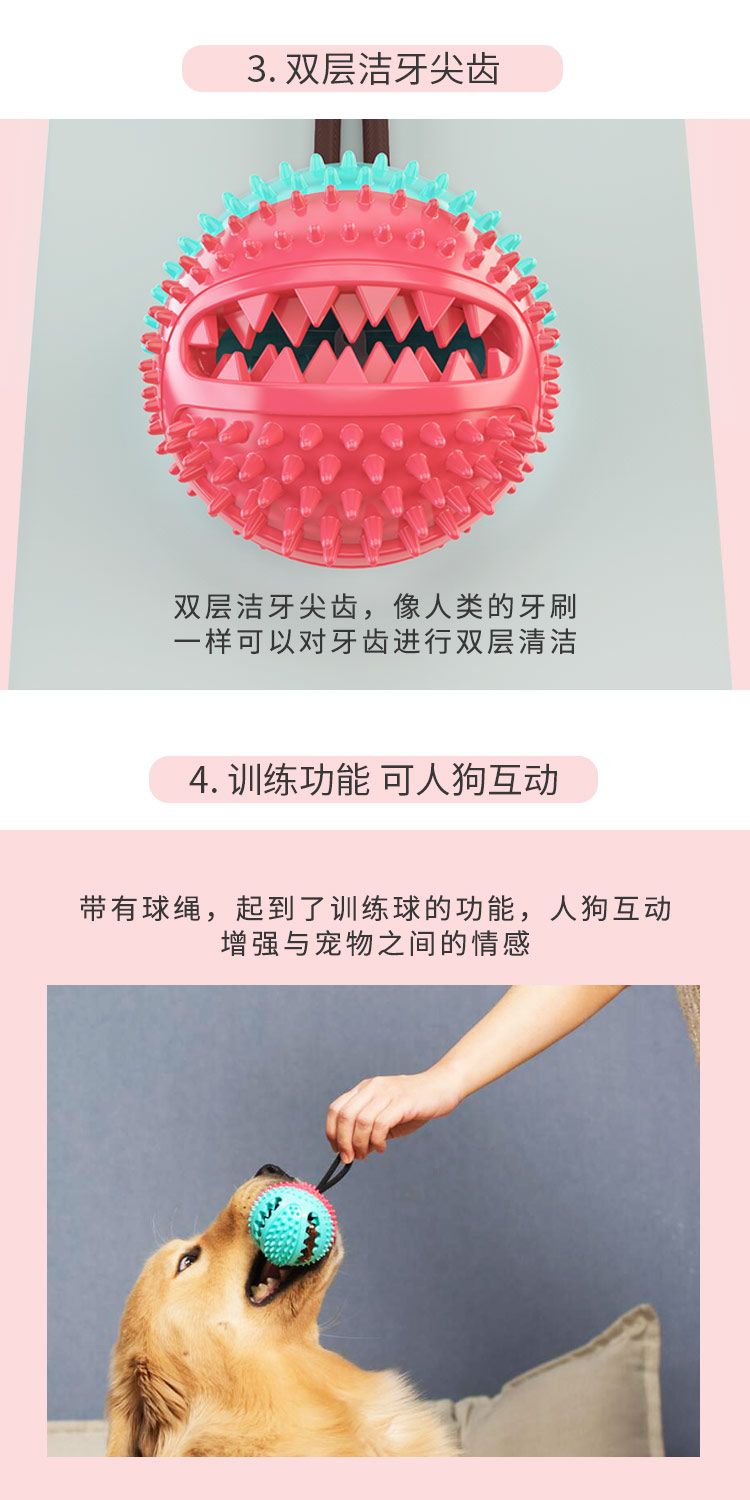 宠物狗狗玩具 漏食球橡胶磨牙耐咬铃铛发声球 宠物用品亚马逊爆款详情图9
