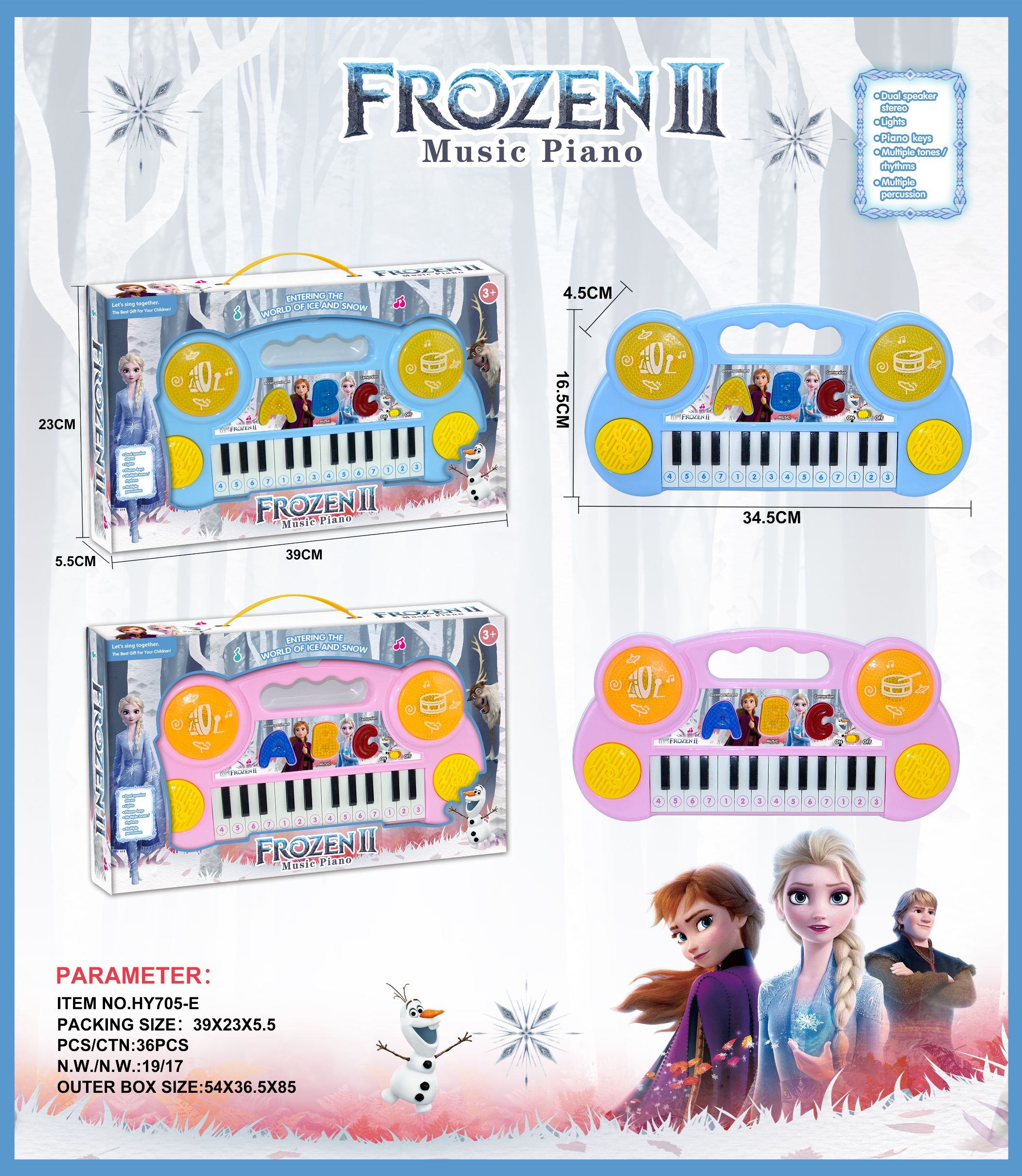 Ice and snow multi-functional electronic drum piano full figure