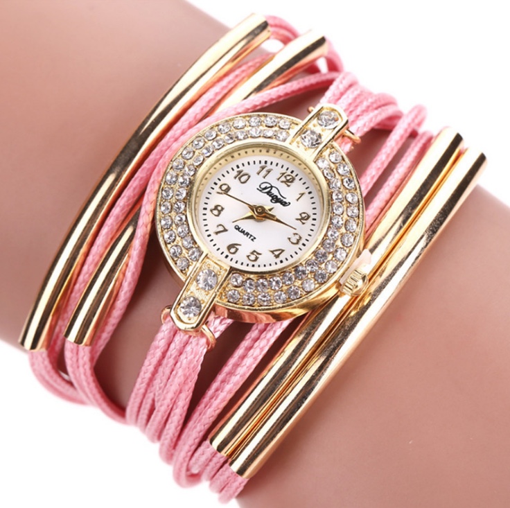 女士腕表手工编织牛皮绳手表时尚镶钻石英表女款详情图9