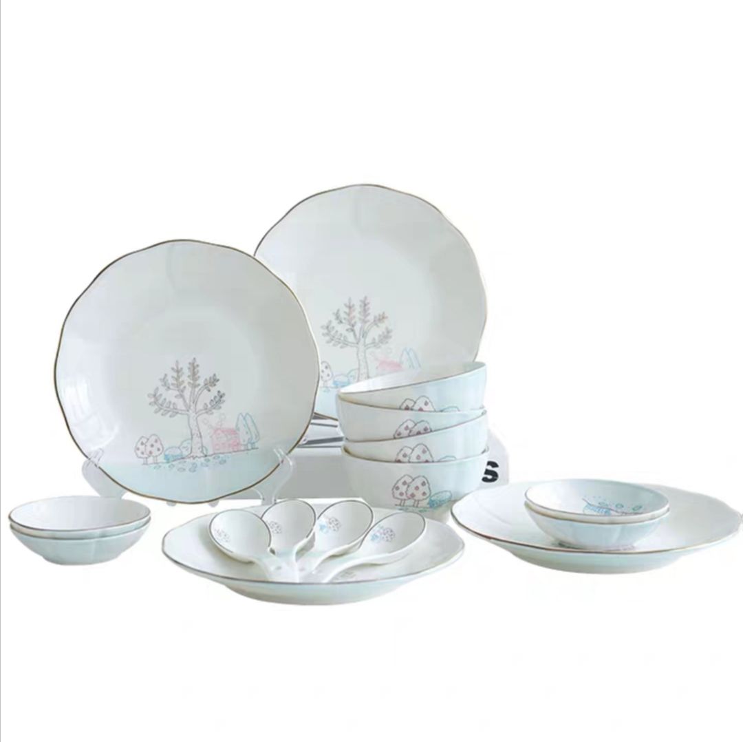 民生陶瓷碗盘餐具散件自由组合美好家园