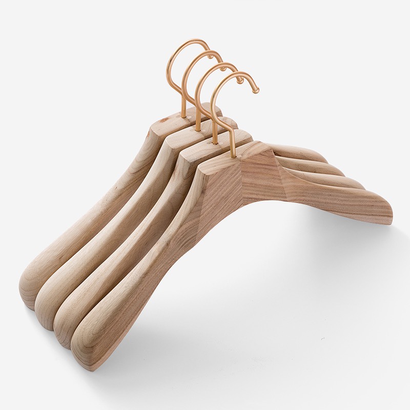 Women's Home Wood Color Wide Shoulder Seamless Suit Wood Hanging Adult Pants Rack Camphor Wood Clothes Brace undefined