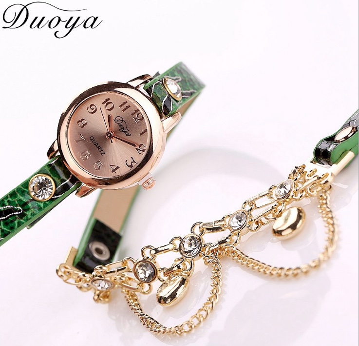 合金水钻项链女士PU手表女表批发女士手链表细节图