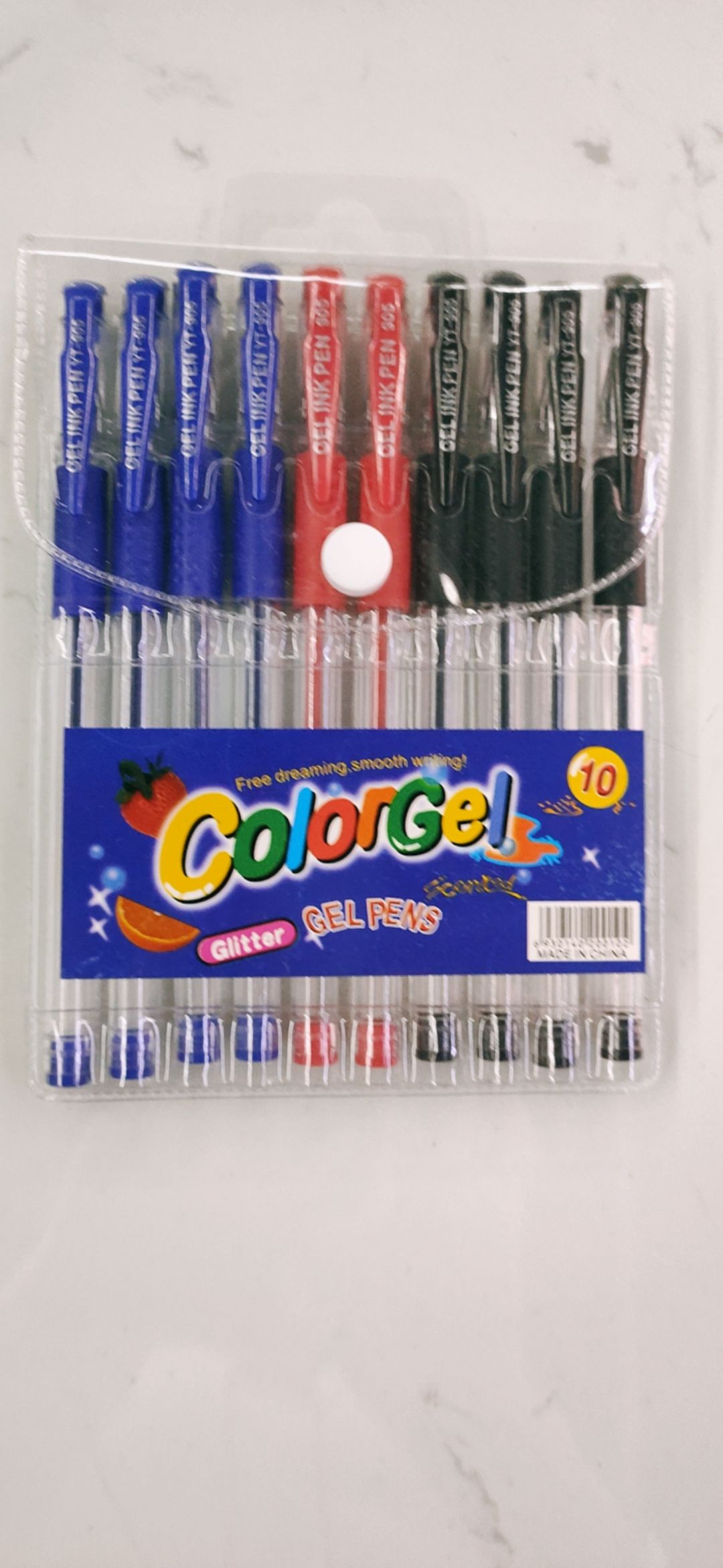 Packed in a bag of 10 PVC gel pens