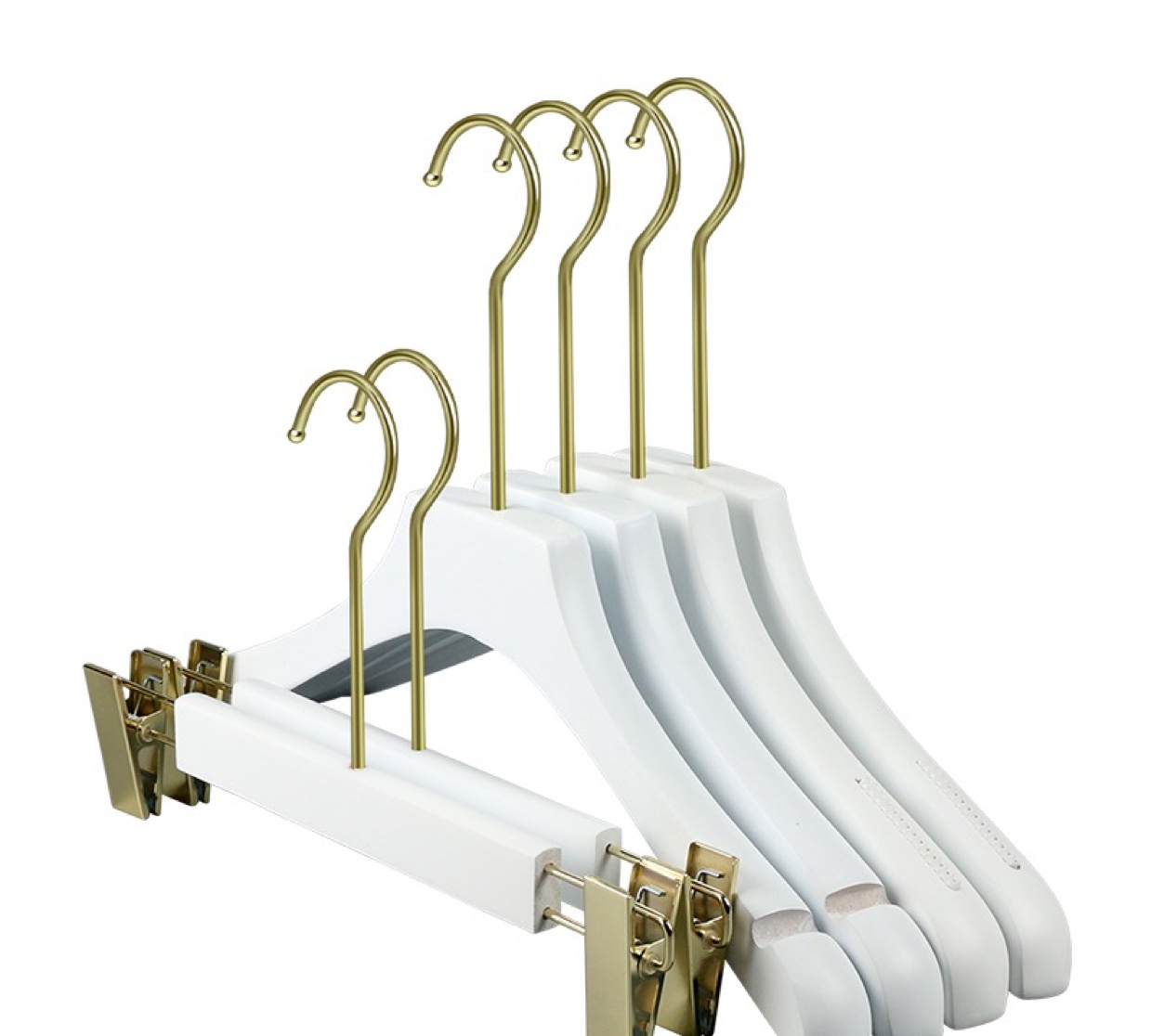 【批发】实木衣架服装店专用logo定制童装裤架儿童女防滑白色木质婚纱衣挂