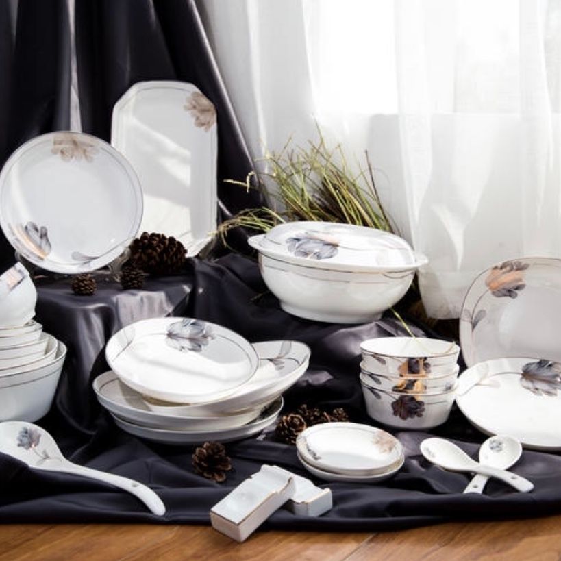 优尊陶瓷碗盘餐具散件自由组合冰山雪莲细节图