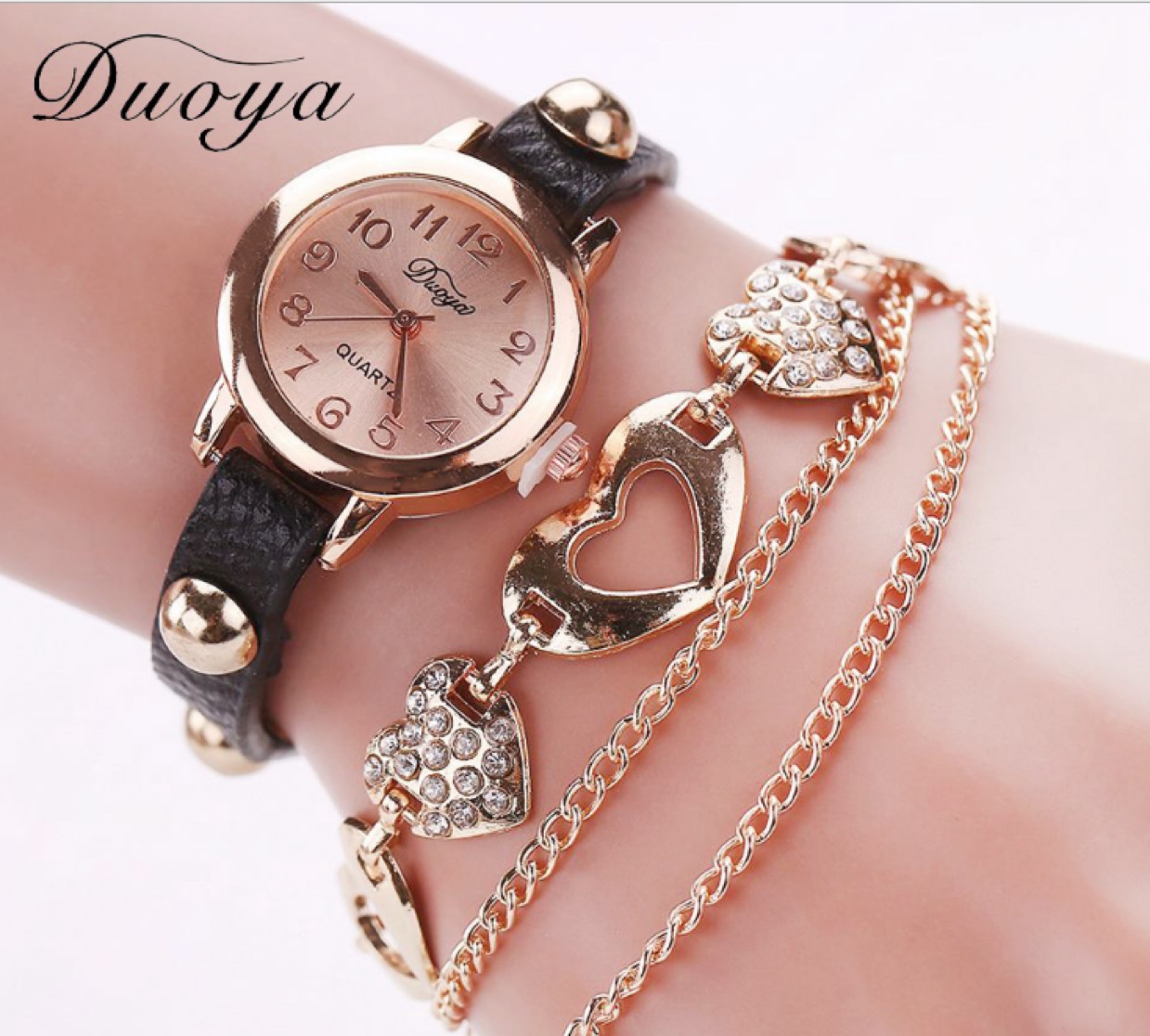 潮流镶钻爱心挂件手链表装饰女款时尚时装表