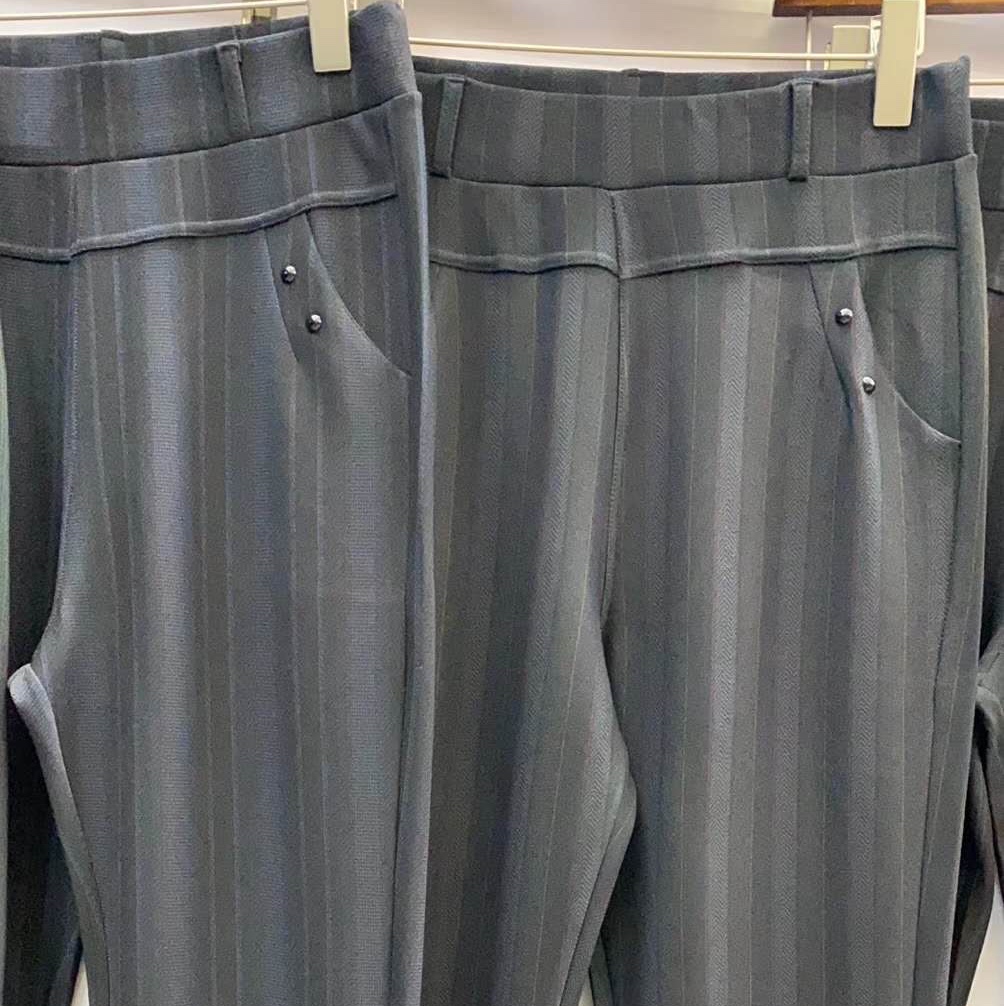 2020春秋新款麻料棉厚格子条纹外穿直筒小脚裤百搭显瘦女装打底裤