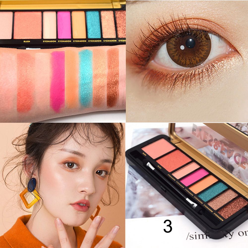 【USHAS】ES2901-4 Colored pearlescent matte Pen Case Eyeshadow with Cheek Blue, Green and Orange New style. pic 3
