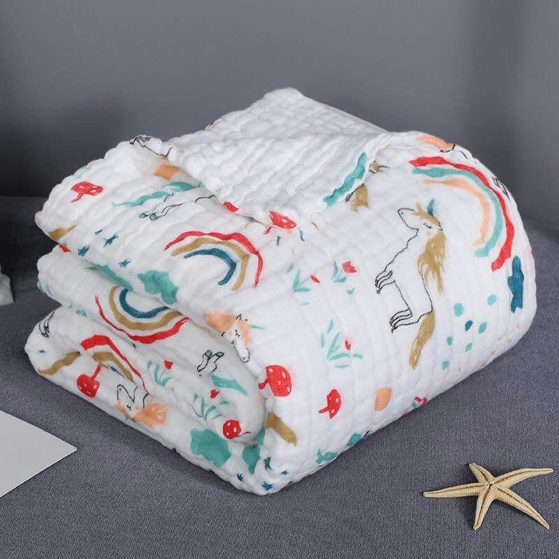 纯棉六层纱布普密印花水洗童被110×110产品图