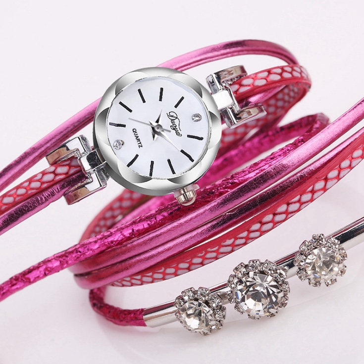 女士手链表 时尚PU细表带精美带钻合金石英表细节图