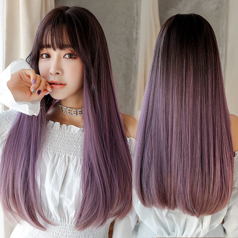 New women's wigs are fashionable, realistic, long, straight wigs and synthetic headsets