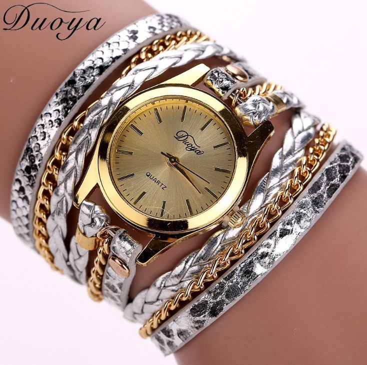 女士性感蛇纹绕圈手链表编织麻花潮流手表合金石英女表详情图8