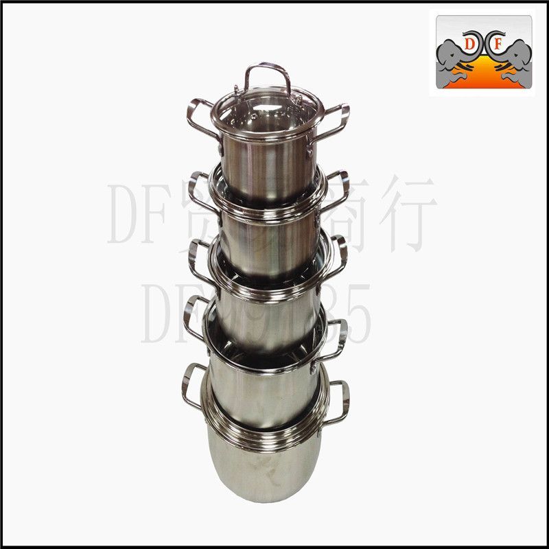 DF99185 European double bottom Stockpot Stainless steel double ear double bottom stockpot DF TRADING HOUSE
