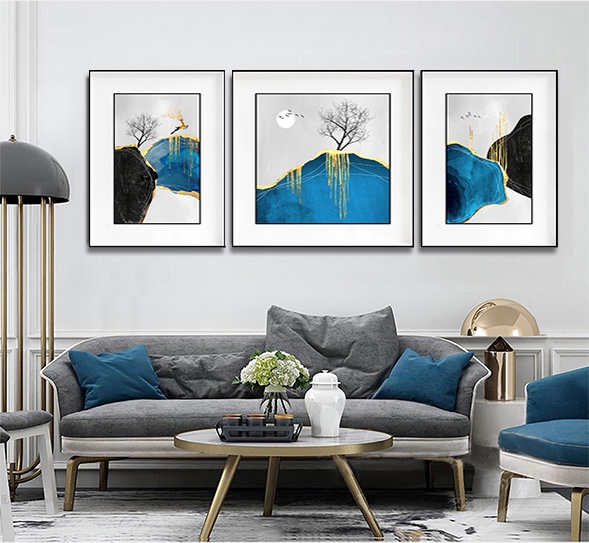 本来·画 规格：200*80CM
双框鎏金画沙发背景墙装饰画客厅装饰画 铝合金外框