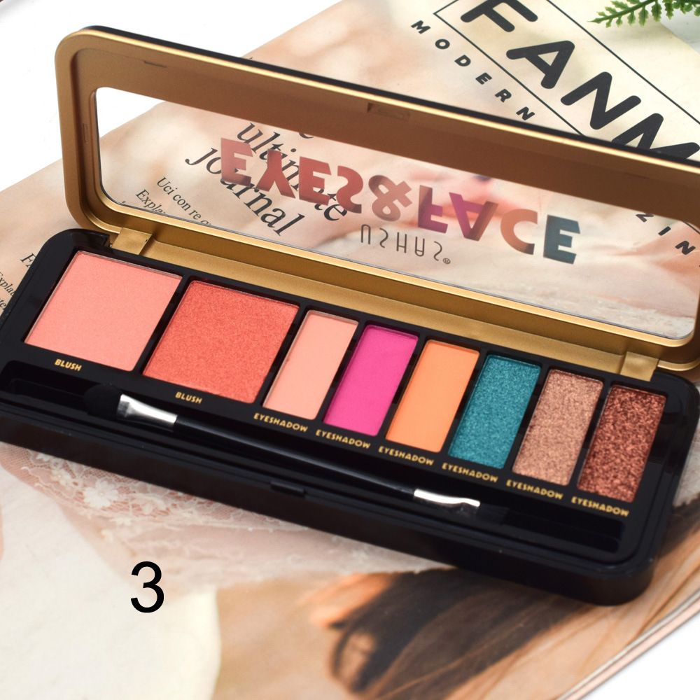 【USHAS】ES2901-4 Colored pearlescent matte Pen Case Eyeshadow with Cheek Blue, Green and Orange New style. pic 7