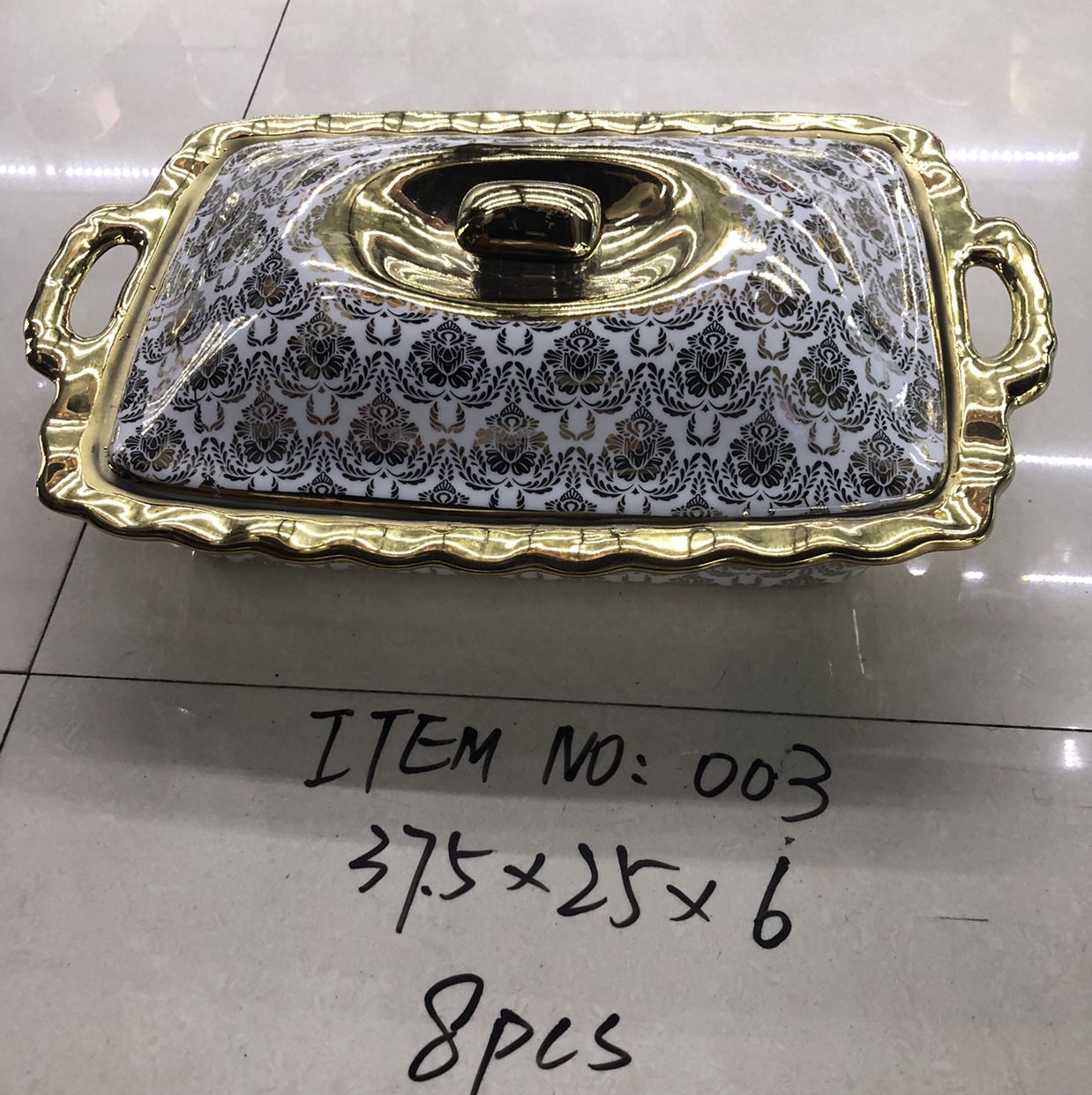 Ceramic electroplated rectangular soup pot with mixed patterns, 8 pieces per piece, minimum order of 10 pieces