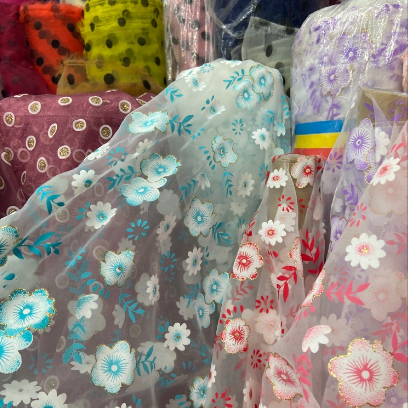 Blue Gold And Pink Border Printed Yarn Multi-Color Optional Decorative Arts And Crafts Headdress Fabric Clothing Design