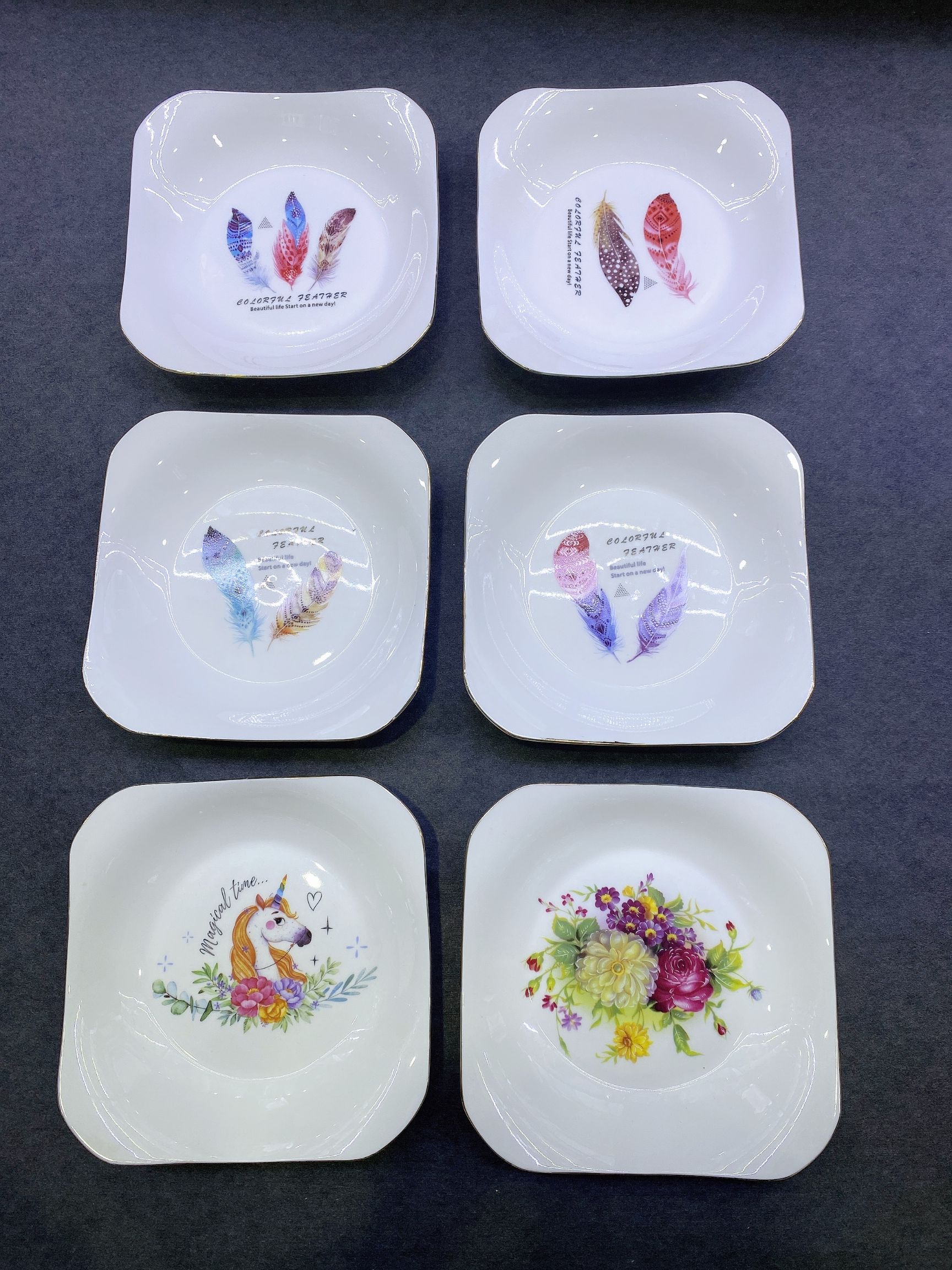 Ceramic printing plate dessert plate multi - flowered noodles installed