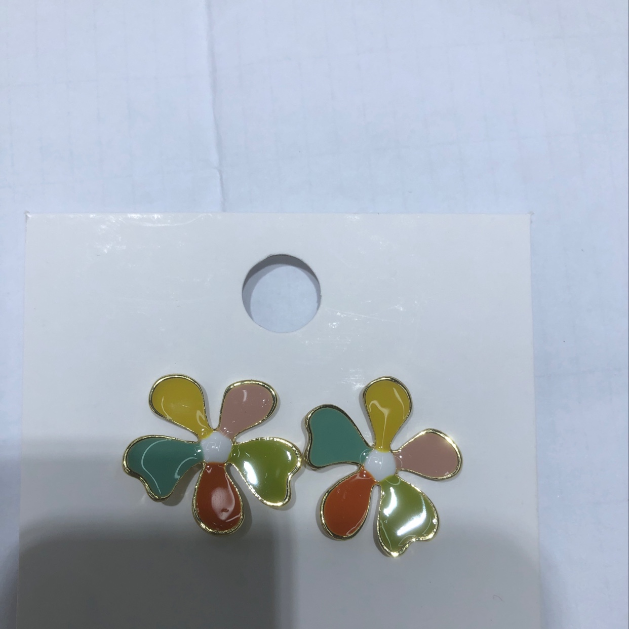 五彩花朵耳钉