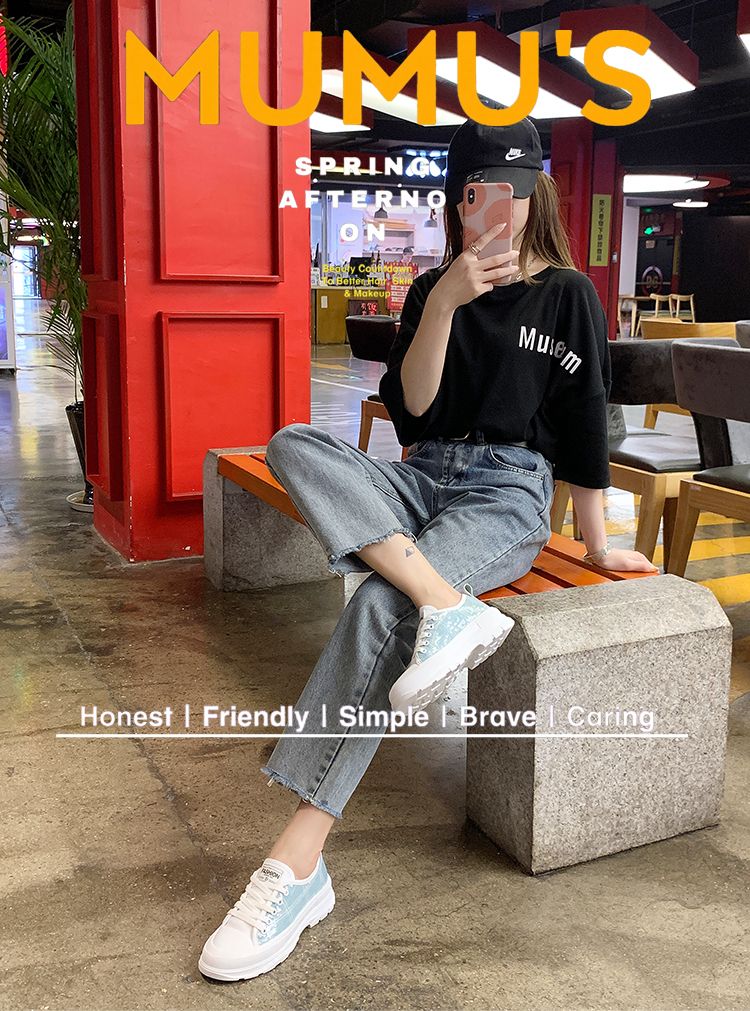 厚底小白鞋女百搭单鞋2020新款网红洋气亮片运动休闲学生松糕女鞋详情图8