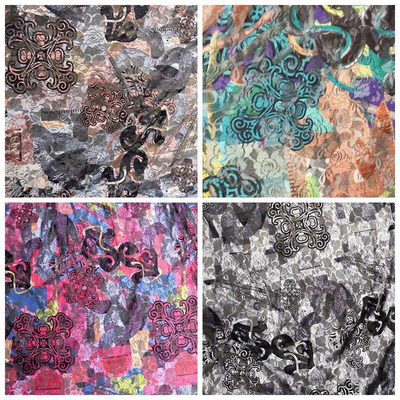 Totem heat transfer printed lace fabric, mesh fabric, elastic dress, children's wear, stage dress, gauze curtain clothing undefined
