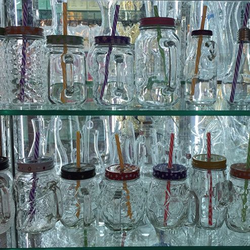 Creative Mason bottle, adult straw cup, large capacity Glass cup, summer cold drink juice cup, thickened glass cup details Picture