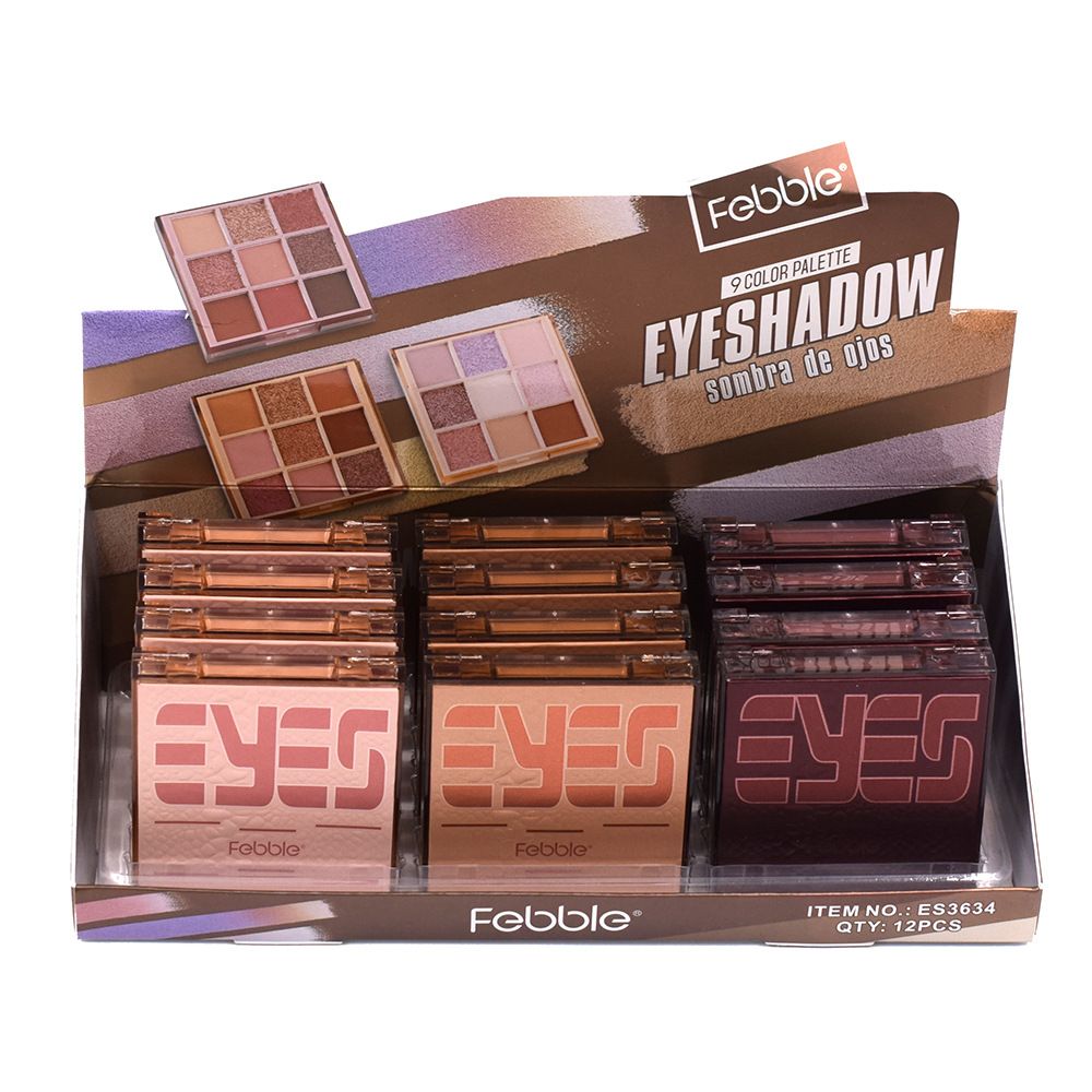 【FEBBLE】ES3634 9-grid 9-color eyeshadow, pearlescent mashed potatoes, matte Maple Leaf, Rose, Mermaid pic 5