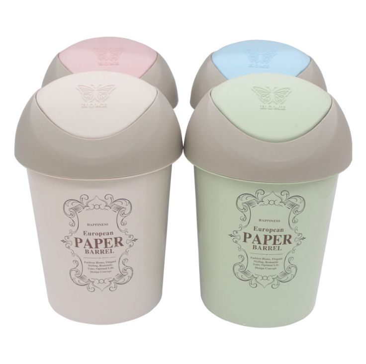 Simple style garbage can new fashion plastic household garbage can with a cover waste paper bucket