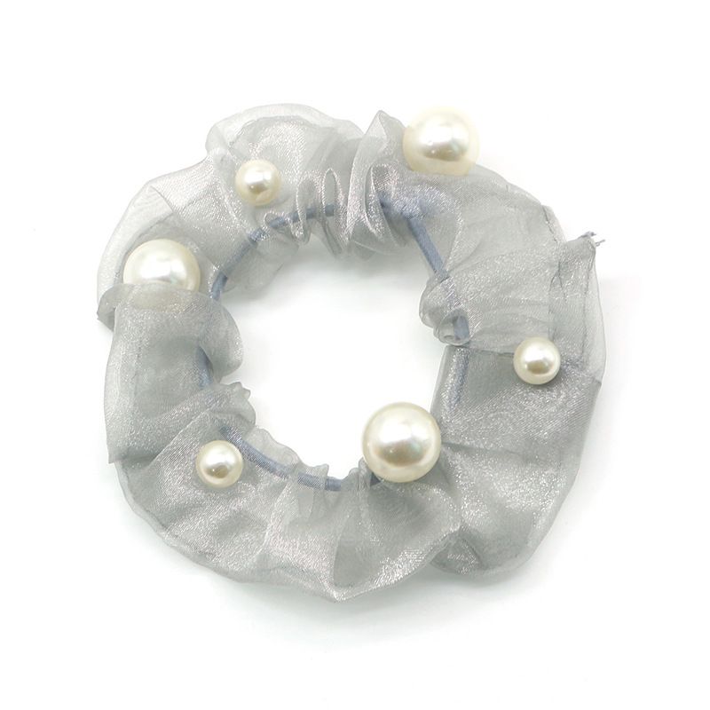 Fashionable and simple ins Korean Organza pearl colon hair band, a retro French style colon hair band with a trendy look detail image 3