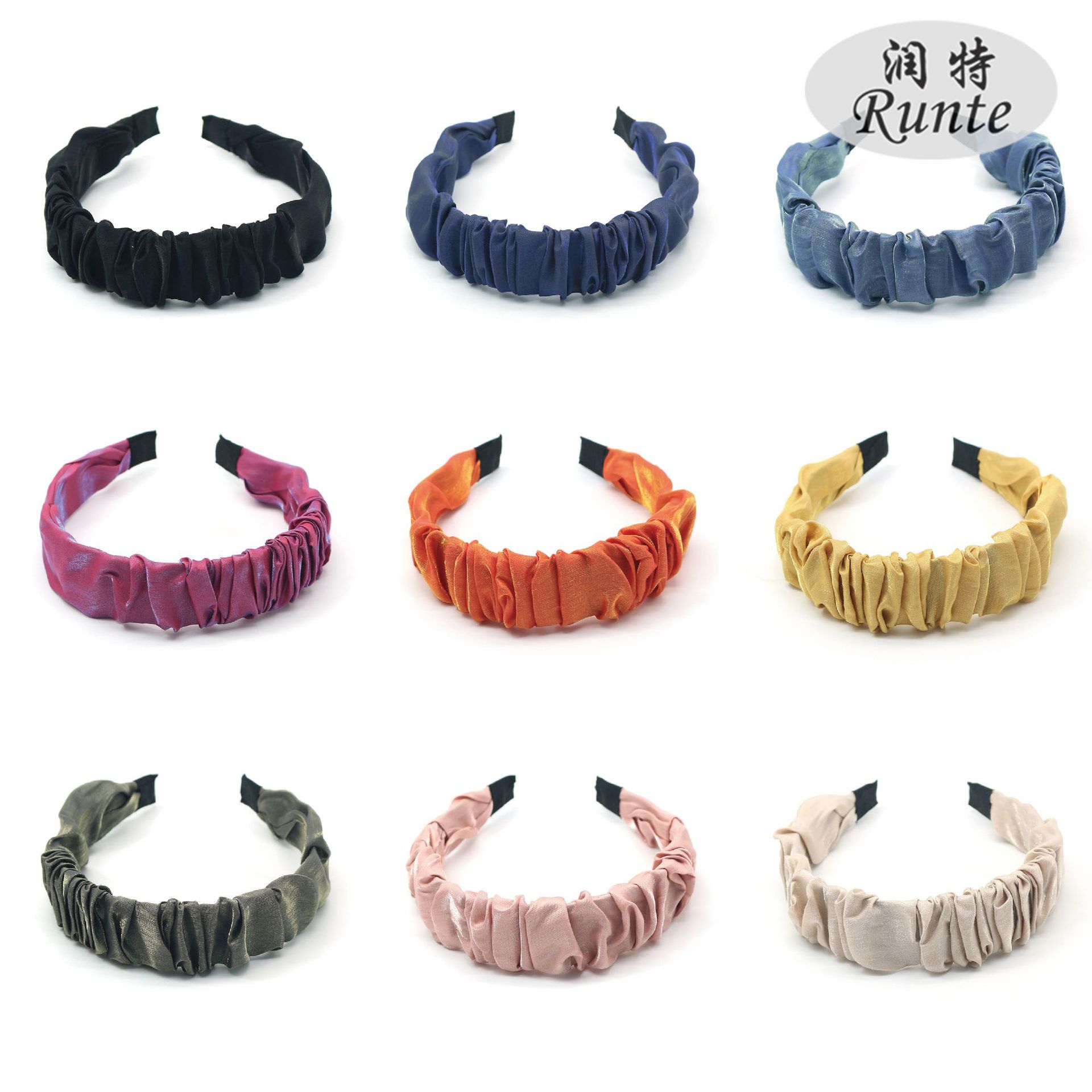 Wholesale of simple and retro style hair accessories, laser fabric pleated hair bands and women's washbasin headbands from street stalls