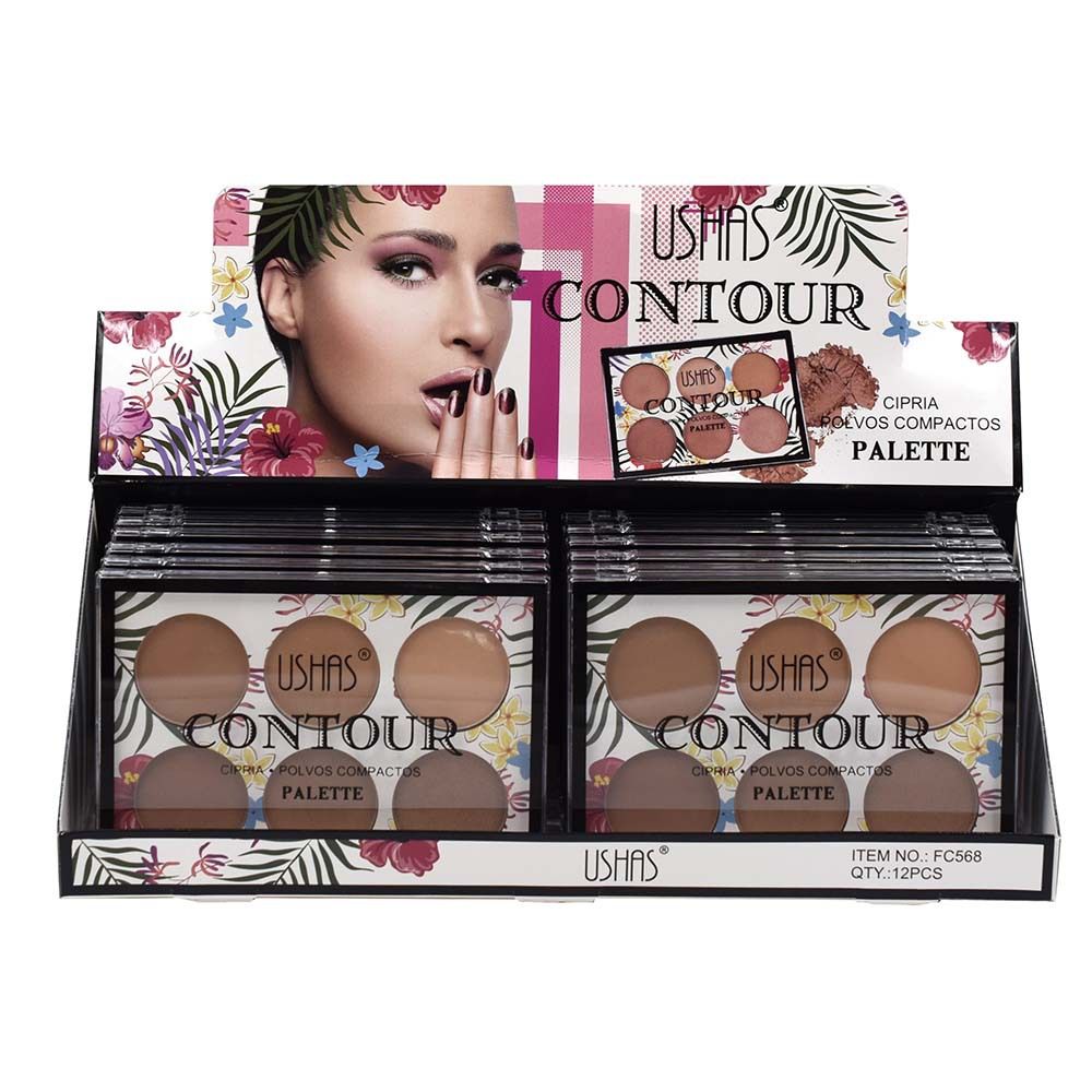 【USHAS】FC568 Six-color Contouring powder, High Gloss, matte, High Gloss combination, Side profile, Nose Profile