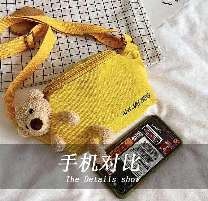 Mini bolsa pequeña bolsa de peluche mujer dibujos animados lindo oso de peluche 2020 nuevo estudiante diagonal span de un hombro oso cintura bolsa de alta calidad en stock detail image 10
