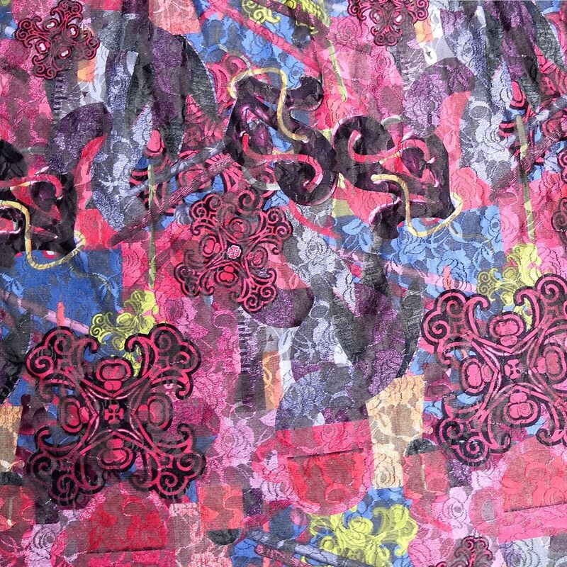 Totem heat transfer printed lace fabric, mesh fabric, elastic dress, children's wear, stage dress, gauze curtain clothing Specification image