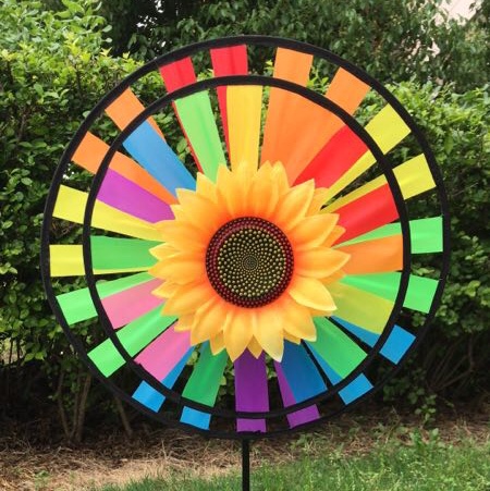 双层布圆盘加向日葵中高档儿童手持风车厂家直销