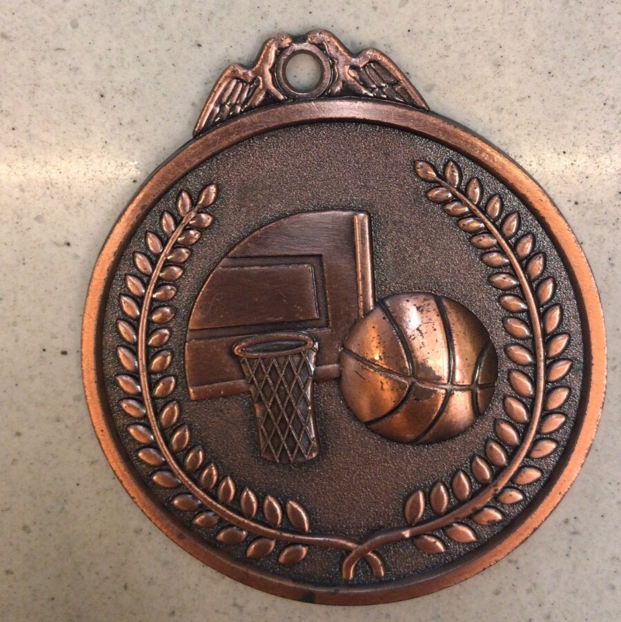 Bronze basketball medal