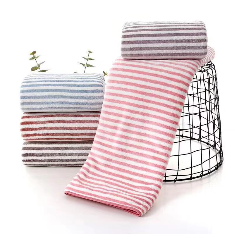 Coral fleece striped square scarf