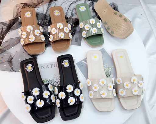 New fashionable chrysanthemum women's slippers for spring and summer
