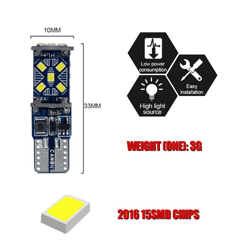 led car light t10 width indicator light 3020 2016 15smd 5W5 stepless decoding car bulb detail image 4