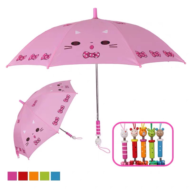 305环保木柄雨伞卡通儿童小学生女童男童批发雨伞特殊造型手柄卡通伞