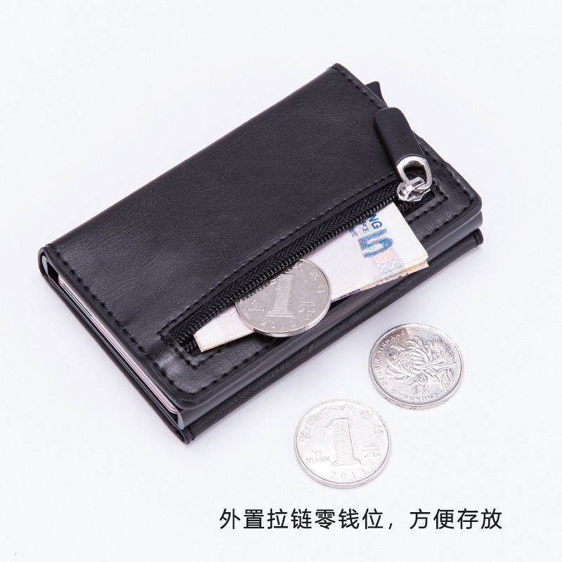 New Foreign Trade Automatic Pop-Up Card Bag Rfid Credit Card Bag Anti-Theft Swipe Card Clip Zip