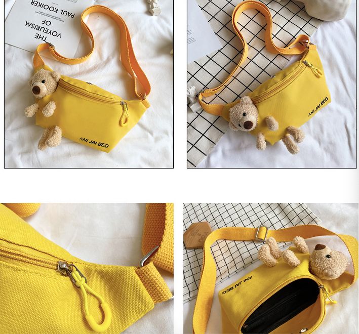 Mini bolsa pequeña bolsa de peluche mujer dibujos animados lindo oso de peluche 2020 nuevo estudiante diagonal span de un hombro oso cintura bolsa de alta calidad en stock detail image 15
