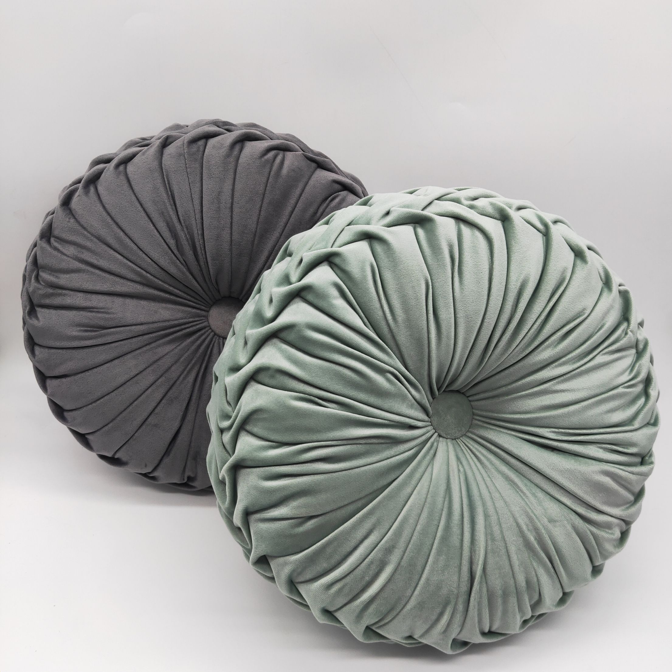 跨境专供欧式圆形纯色手工褶皱车轮垫南瓜枕3腰枕地板坐垫细节图