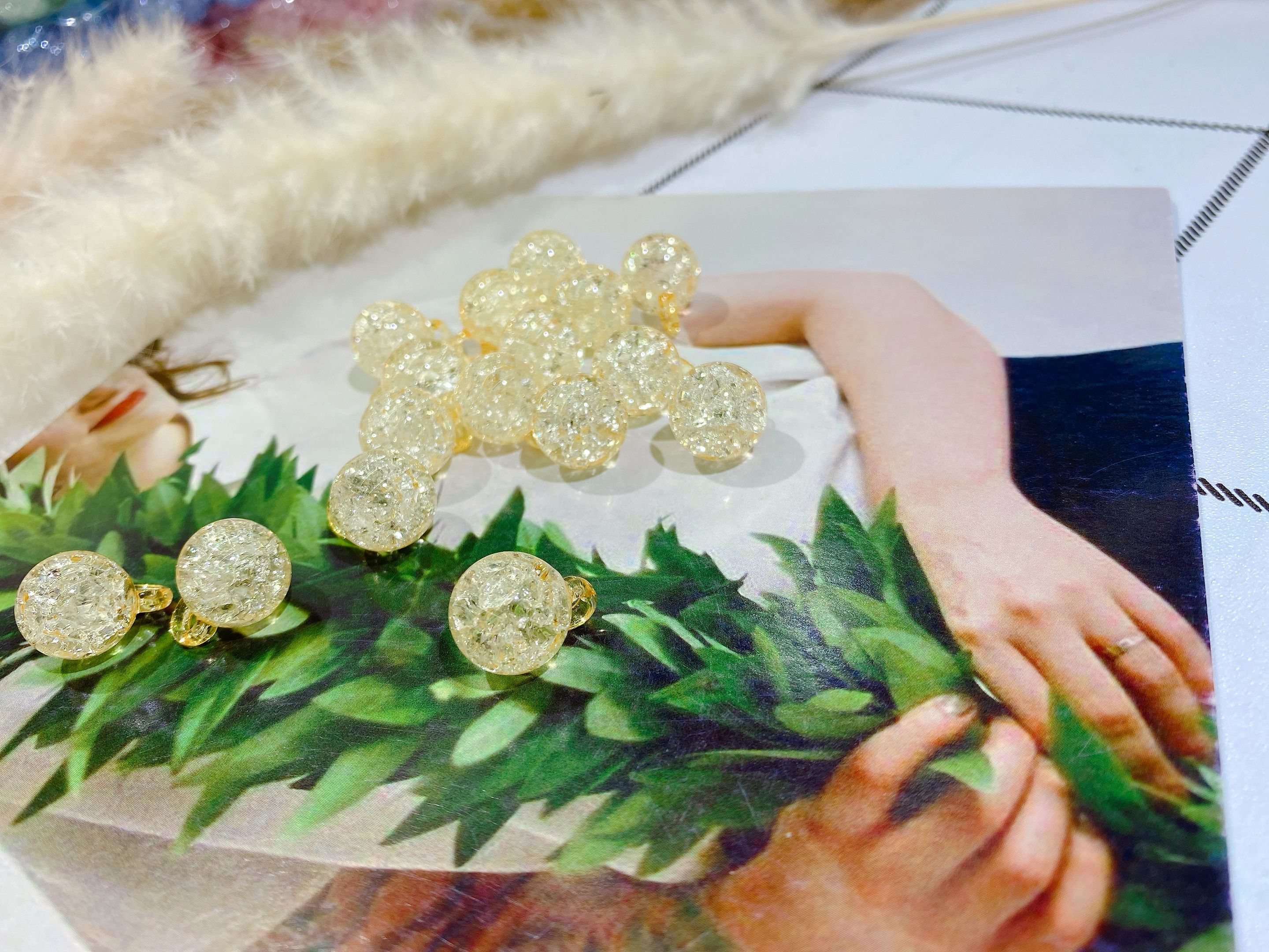 Acrylic perforated small round ball floral headband accessory