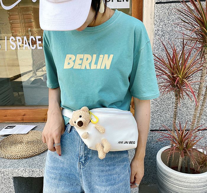 Mini bolsa pequeña bolsa de peluche mujer dibujos animados lindo oso de peluche 2020 nuevo estudiante diagonal span de un hombro oso cintura bolsa de alta calidad en stock detail image 4
