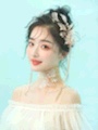 Bridal Tiara With Long Chain White Clip details Picture