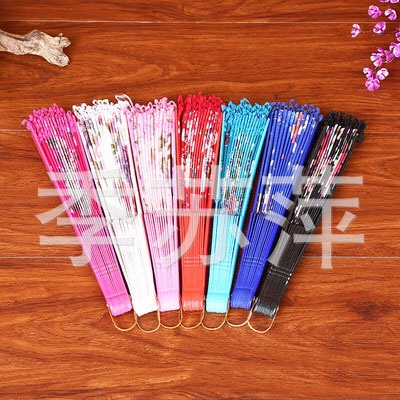 折叠扇子中国风 中国古风折扇 夏季日式折扇复古学生花边蕾丝烫金稠布扇详情图8