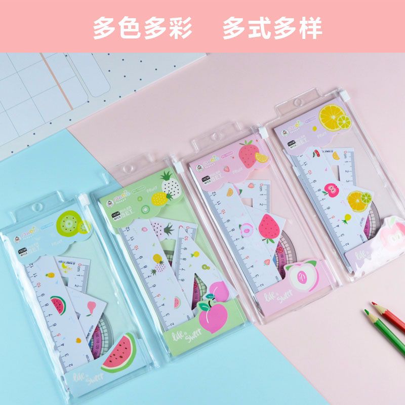 Factory direct sales of 2020 New Student Color Ruler Set, Fresh Fruit Series Ruler Set of Four pieces detail image 4