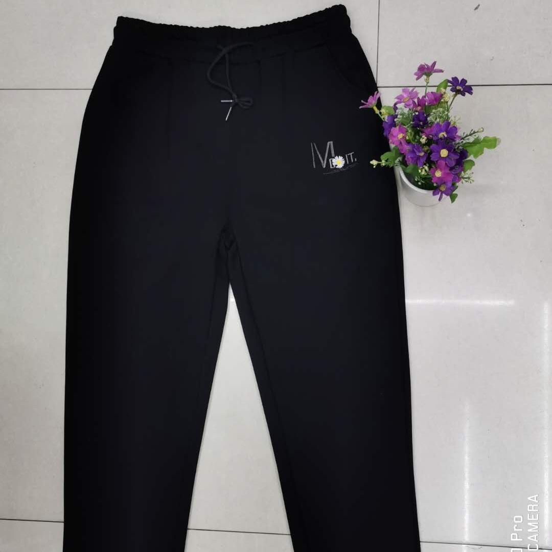 黑色裤子女宽松高腰直筒裤女2019新款运动休闲裤女显瘦哈伦裤子女