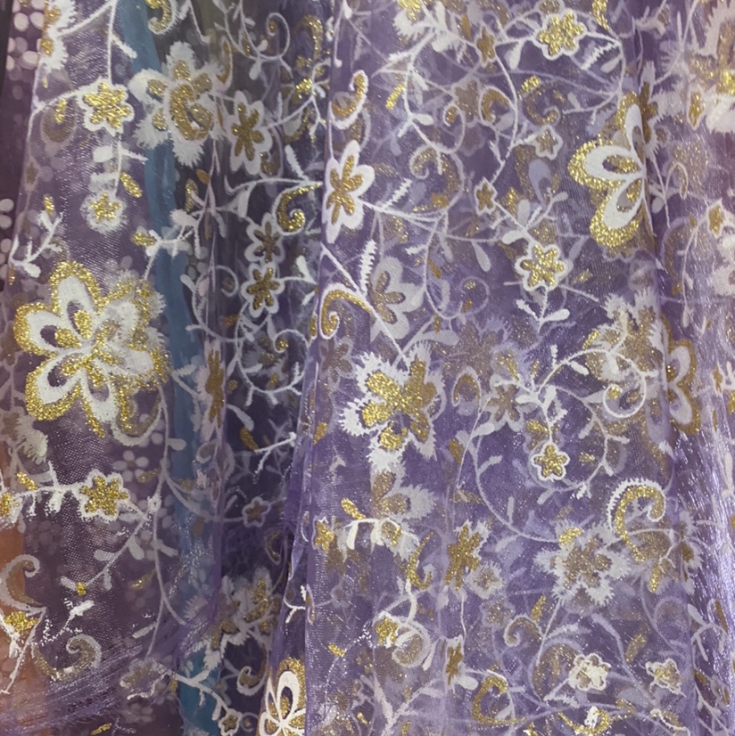 Factory direct sales of light purple large-patterned gauze. New products of the current season are available for wholesale or retail